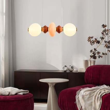 LED luster na lankách FLORES LED/15W/230V zlatá/oranžová/hnedá