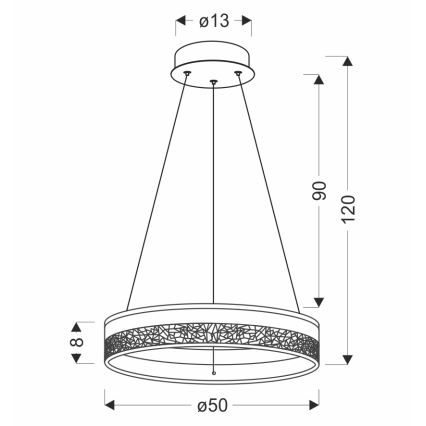 LED Luster na lankách FROZI LED/32W/230V pr. 50 cm zlatá