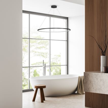LED luster na lankách SATURNO LED/65W/230V priemer 120 cm IP44 čierny