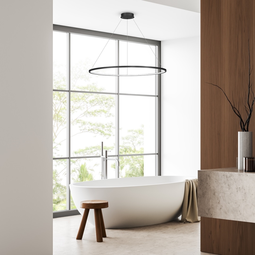 LED luster na lankách SATURNO LED/65W/230V priemer 120 cm IP44 čierny