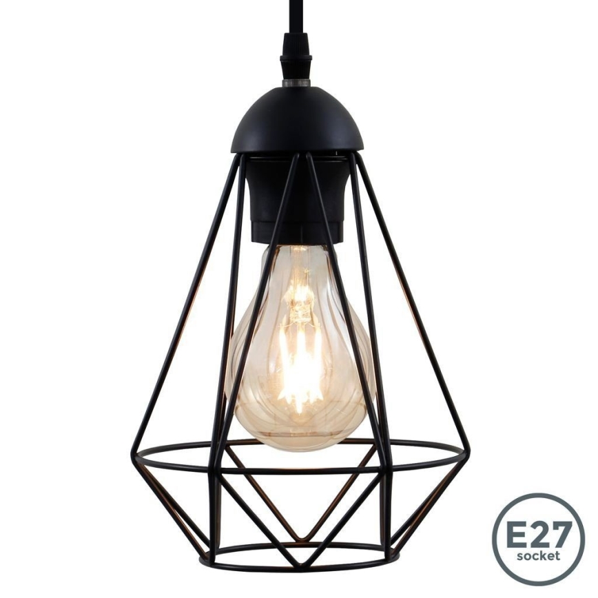 LED luster na lanku 1xE27/6,5W/230V 2500K čierny