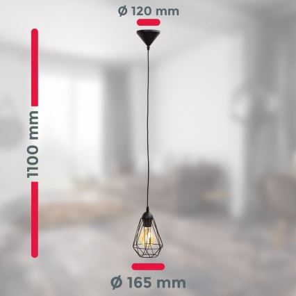 LED luster na lanku 1xE27/6,5W/230V 2500K čierny
