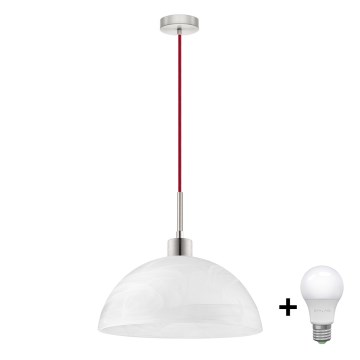 LED luster na lanku 1xE27/60W/230V biela/červená
