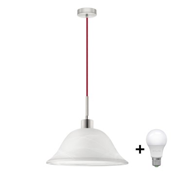 LED luster na lanku 1xE27/60W/230V biela/červená