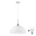 LED luster na lanku 1xE27/60W/230V biely/číry