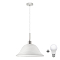 LED luster na lanku 1xE27/60W/230V biely/číry