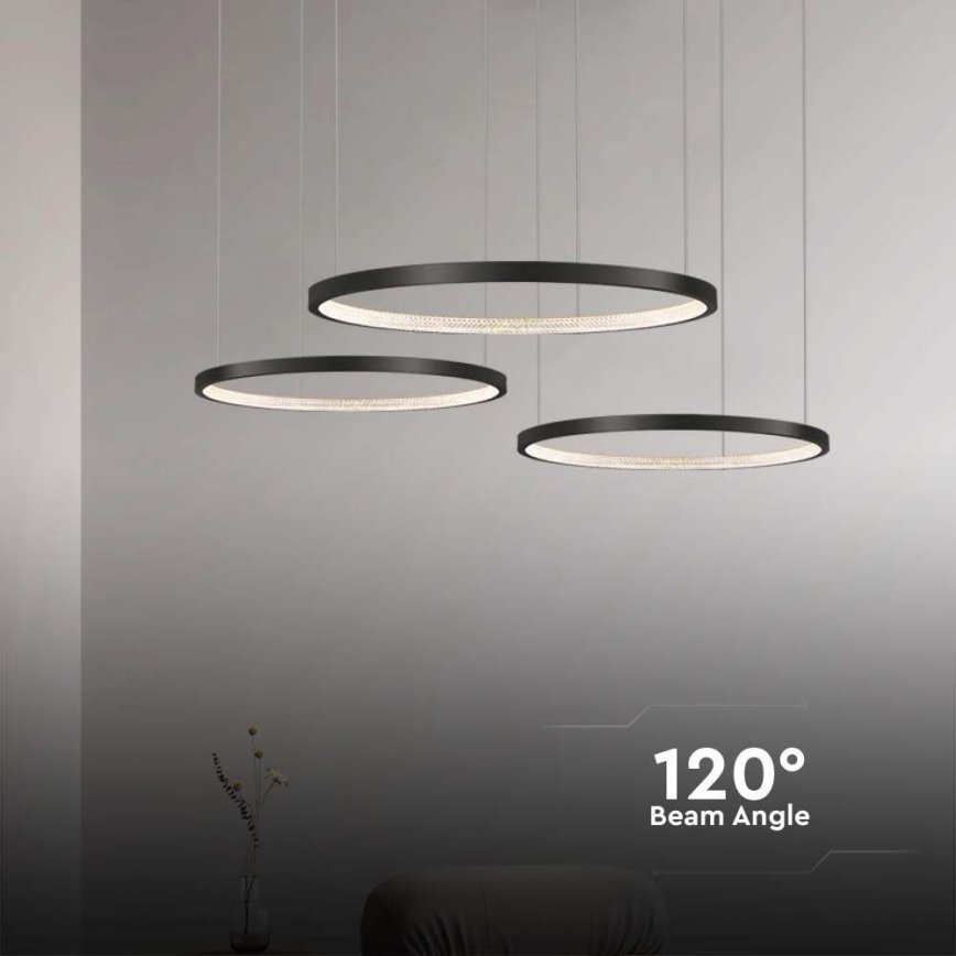 LED Luster na lanku 3xLED/19W/230V 3000K čierna