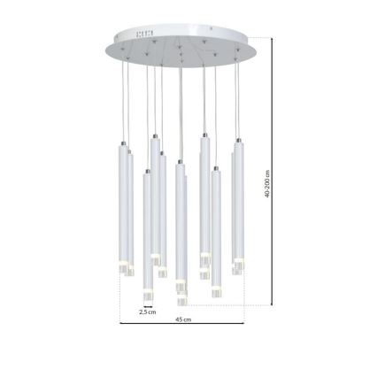 LED Luster na lanku ALBA 12xLED/1W/230V biela