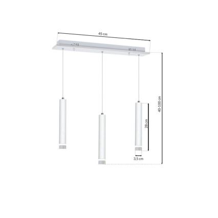 LED Luster na lanku ALBA 3xLED/15W/230V biela