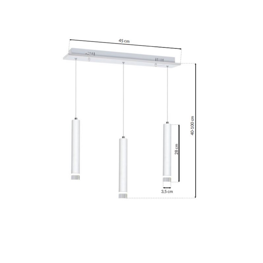 LED Luster na lanku ALBA 3xLED/15W/230V biela