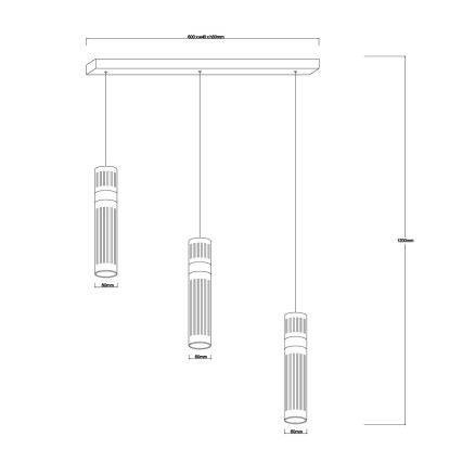 LED luster na lanku AMBIENTE 3xLED/6W/230V 3000/4000/6000K zlatý