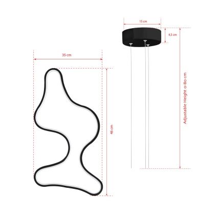 LED luster na lanku ARTISAN LED/36W/230V 6500K čierna