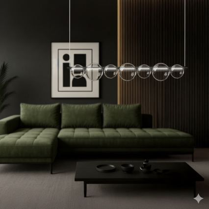 LED luster na lanku ATOLA LED/19W/230V čierna/číra