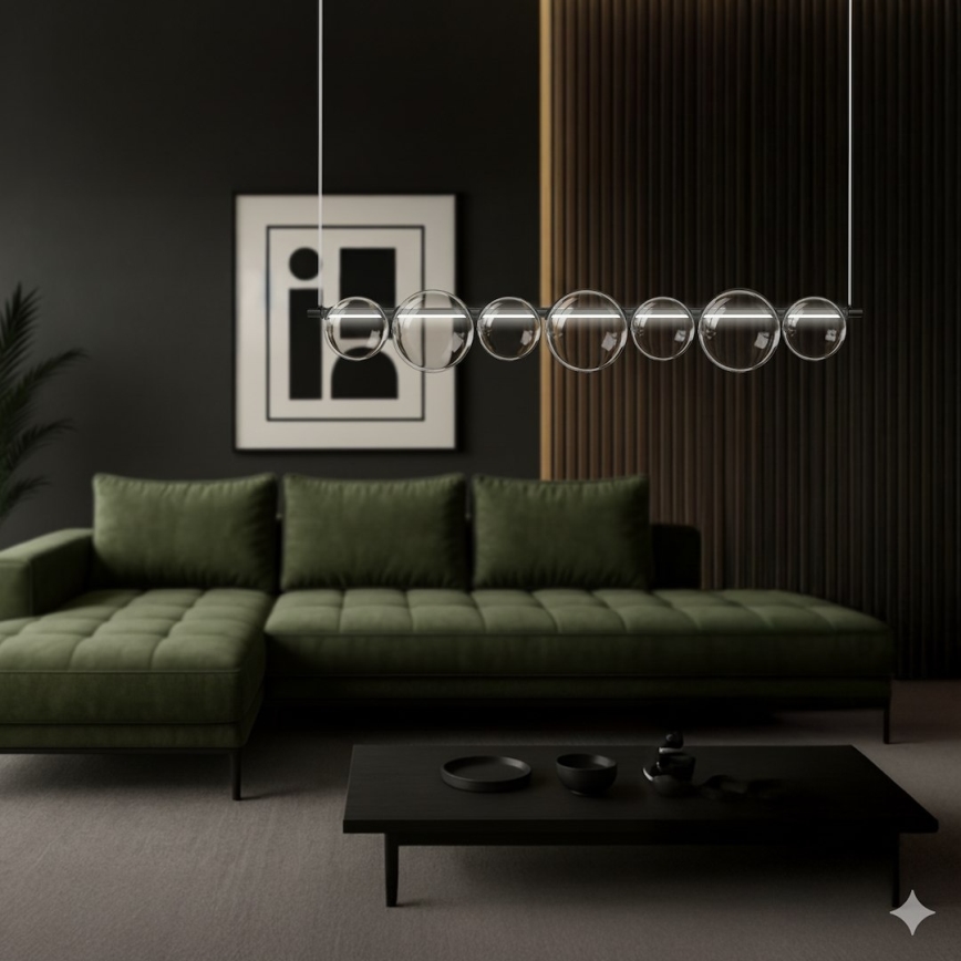 LED luster na lanku ATOLA LED/19W/230V čierna/číra