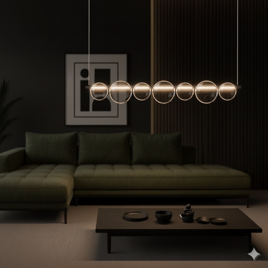 LED luster na lanku ATOLA LED/19W/230V čierna/číra