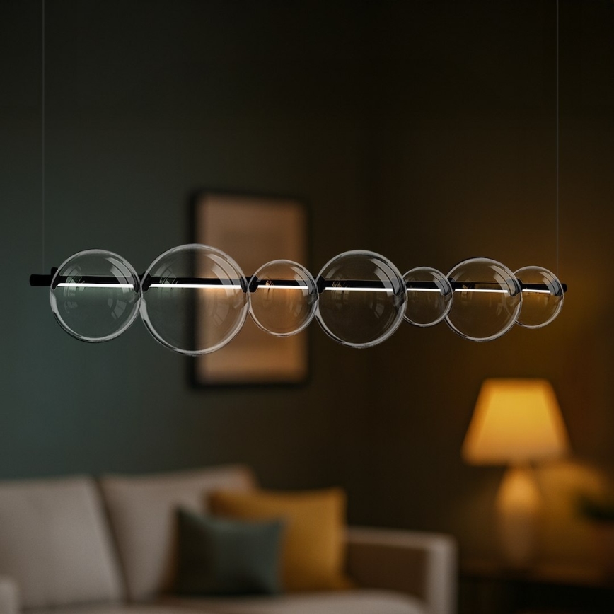 LED luster na lanku ATOLA LED/19W/230V čierna/číra