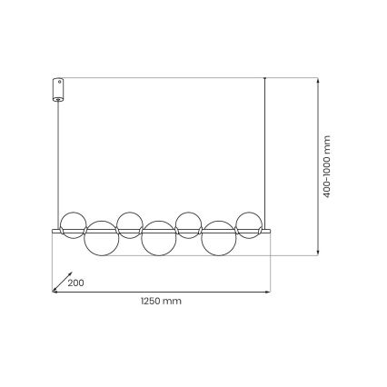 LED luster na lanku ATOLA LED/19W/230V čierna/číra