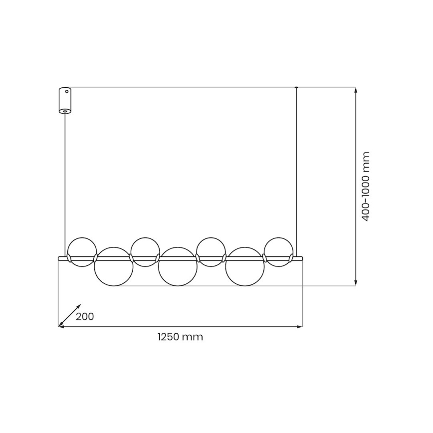 LED luster na lanku ATOLA LED/19W/230V čierna/číra