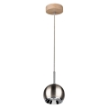 LED Luster na lanku BALL WOOD 1xGU10/5W/230V matný dub