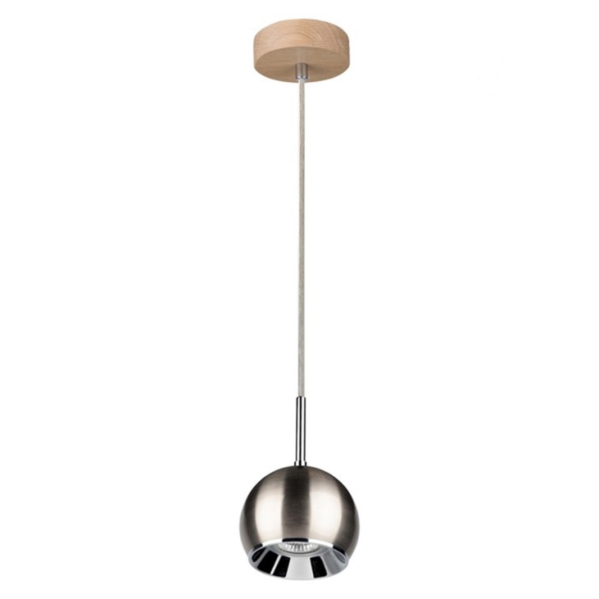 LED Luster na lanku BALL WOOD 1xGU10/5W/230V matný dub
