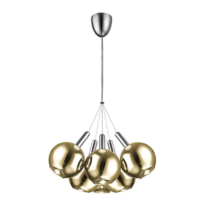 LED Luster na lanku BALLS 6xLED/5W230V zlatá/matný chróm