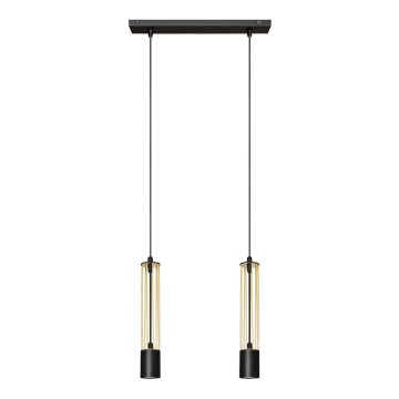LED Luster na lanku BARS 2xGU10/4,8W/230V čierna/zlatá