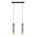 LED Luster na lanku BARS 2xGU10/4,8W/230V čierna/zlatá