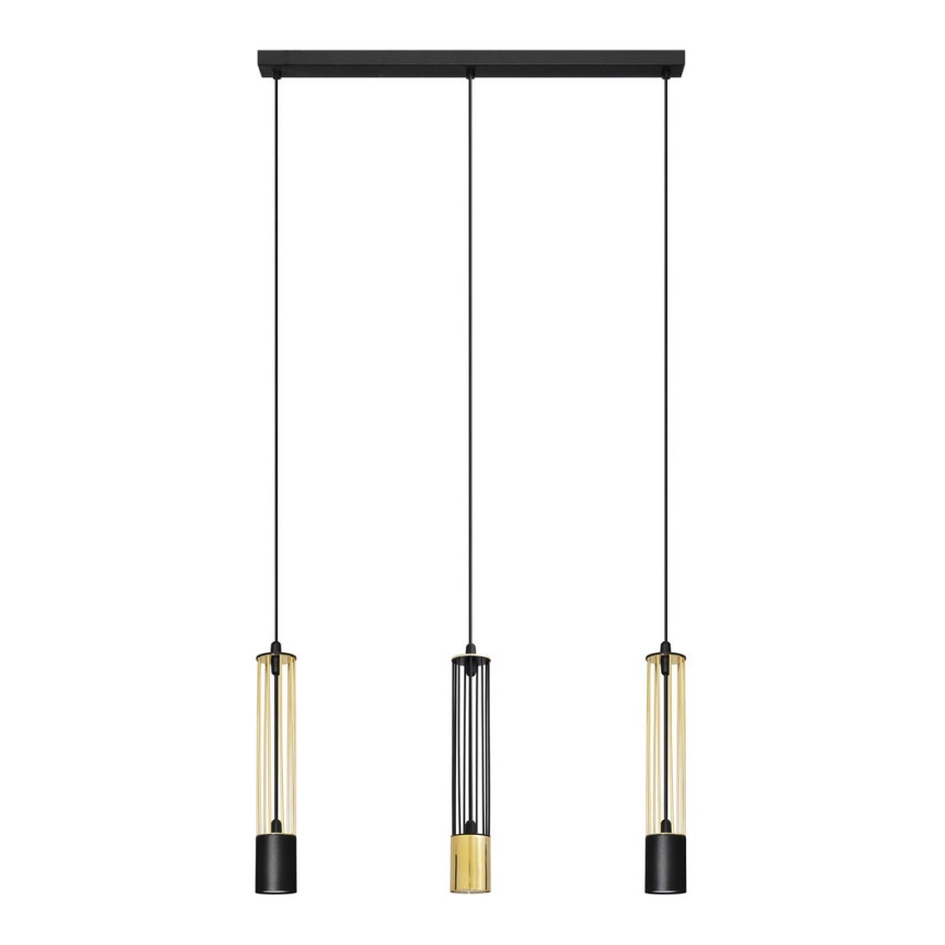 LED Luster na lanku BARS 3xGU10/4,8W/230V čierna/zlatá