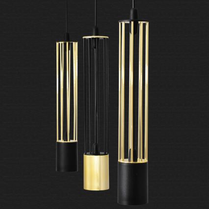 LED Luster na lanku BARS 3xGU10/4,8W/230V čierna/zlatá