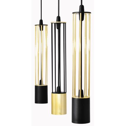 LED Luster na lanku BARS 3xGU10/4,8W/230V čierna/zlatá