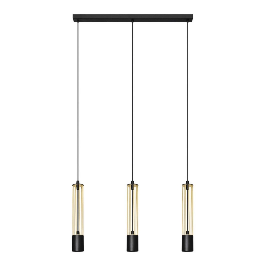 LED Luster na lanku BARS 3xGU10/4,8W/230V zlatá/čierna