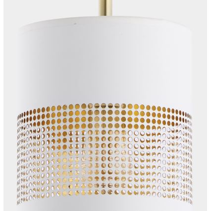 LED luster na lanku BOGART 1xE27/15W/230V biela/zlatá