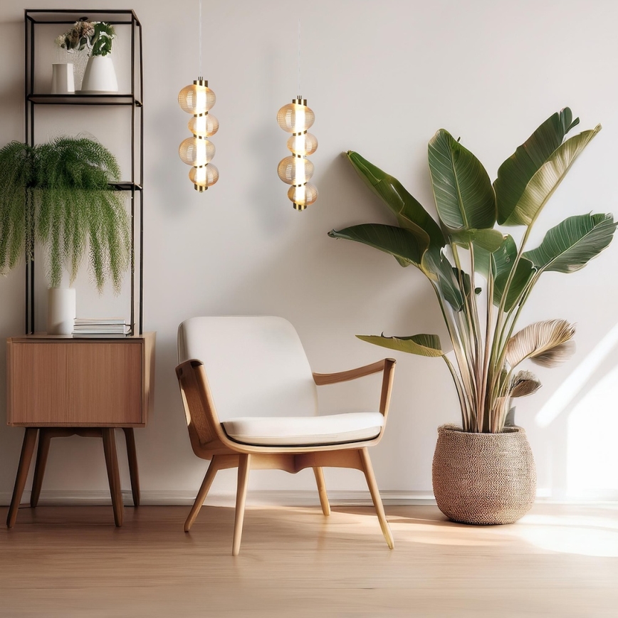 LED Luster na lanku BOLLA LED/17W/230V pr. 16 cm zlatá/dymová