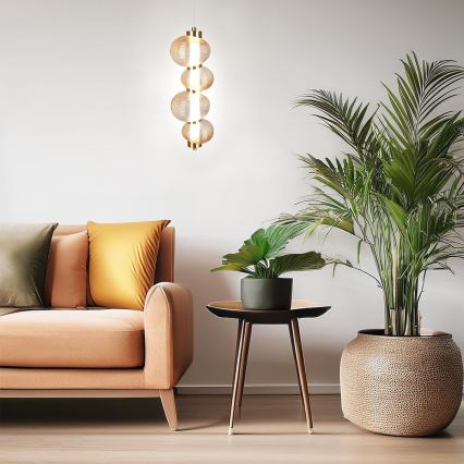 LED luster na lanku BOLLA LED/17W/230V pr. 16 cm zlatý/dymovo-béžový