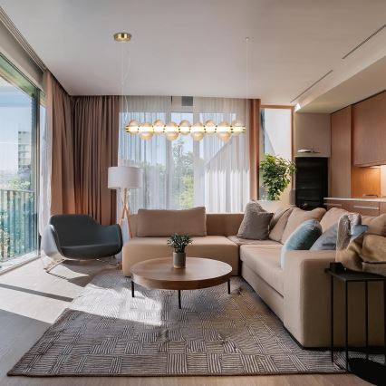 LED luster na lanku BOLLA LED/32W/230V zlatá/zadymená béžová