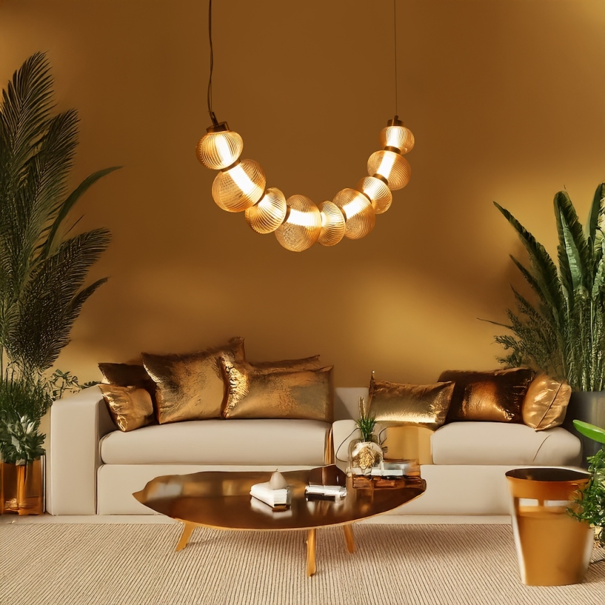 LED Luster na lanku BOLLA LED/36W/230V zlatá/dymová
