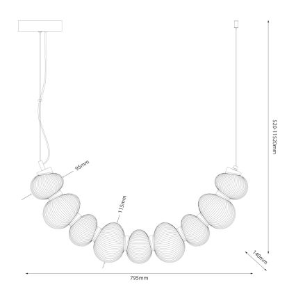 LED Luster na lanku BOLLA LED/36W/230V zlatá/dymová