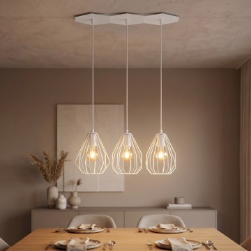 LED luster na lanku BRYLANT 3xE27/60W/230V biely