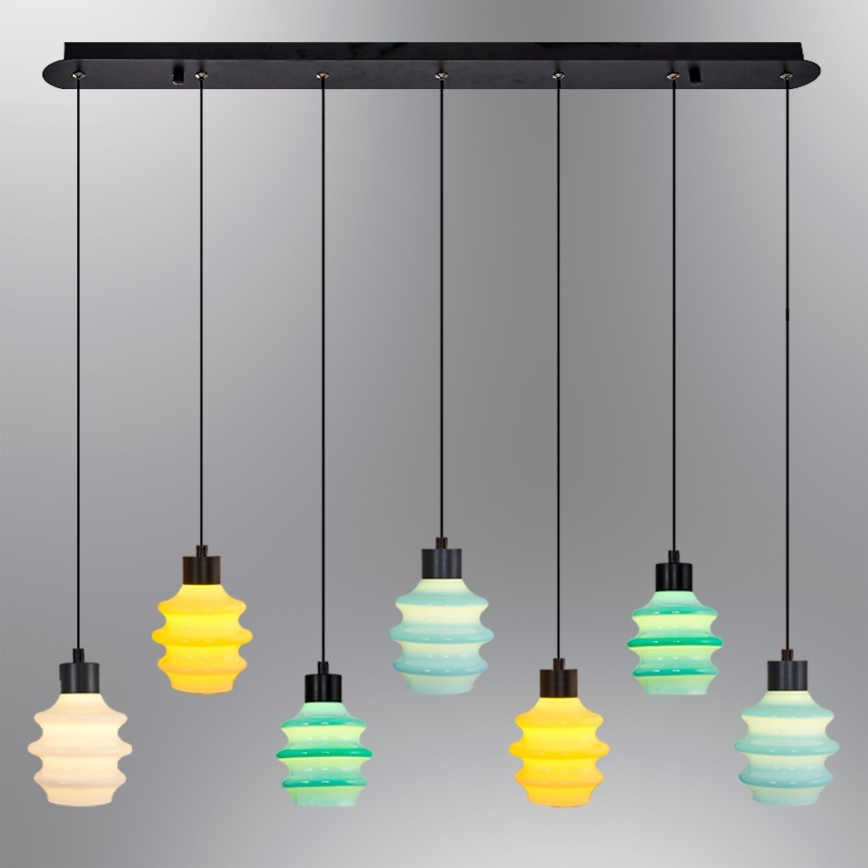 LED luster na lanku CACTUS 7xLED/2,8W/230V 3000K zelená/žltá/biela