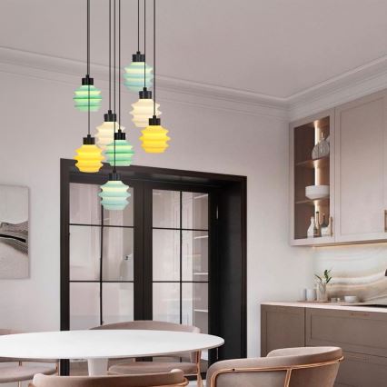 LED luster na lanku CACTUS 8xLED/2,8W/230V 3000K zelená/žltá/biela