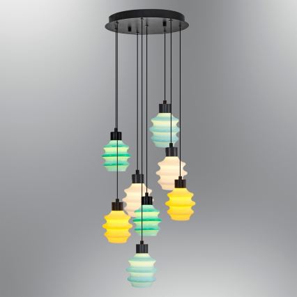 LED luster na lanku CACTUS 8xLED/2,8W/230V 3000K zelená/žltá/biela