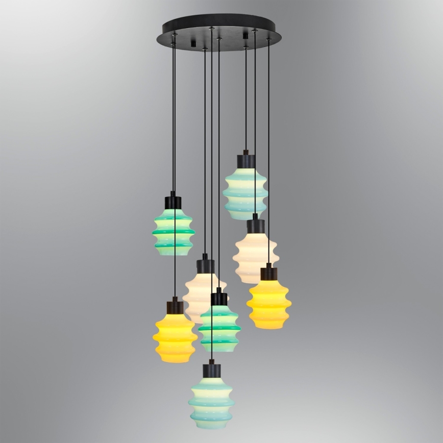 LED luster na lanku CACTUS 8xLED/2,8W/230V 3000K zelená/žltá/biela