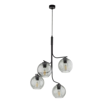 LED luster na lanku CESAR 4xE27/15W/230V čierna/dymová sivá