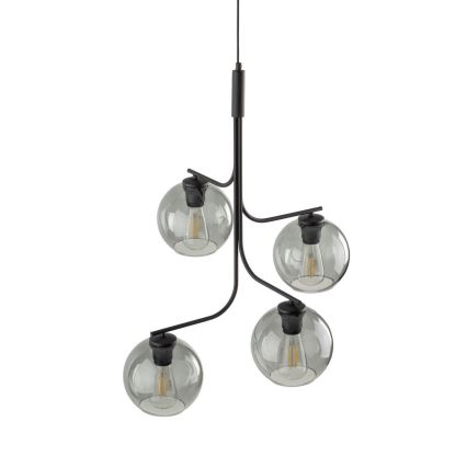 LED luster na lanku CESAR 4xE27/15W/230V čierna/dymová sivá