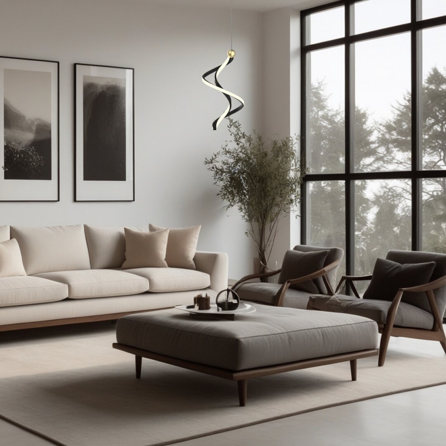 LED Luster na lanku COLIA LED/19W/230V čierna/zlatá