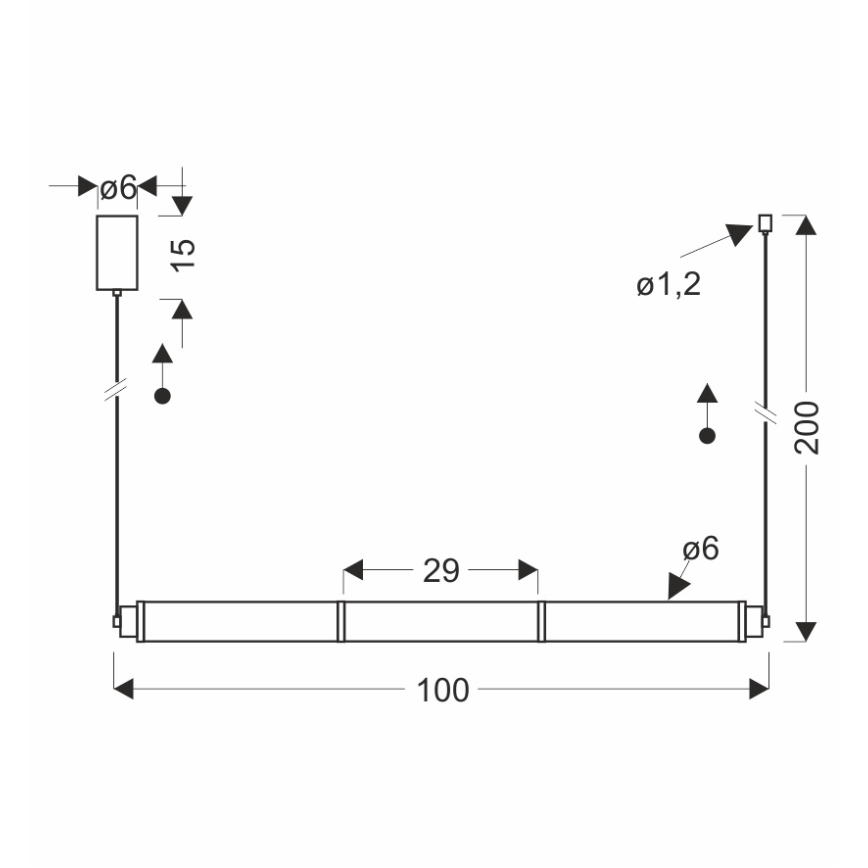 LED luster na lanku CORTE LED/25W/230V čierny