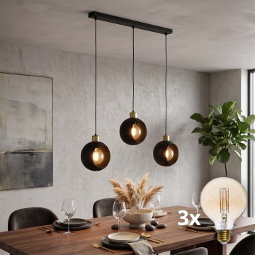 LED luster na lanku CUBUS 3xE27/60W/230V