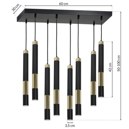 LED Luster na lanku DALLAS 8xGU10/3W/230V