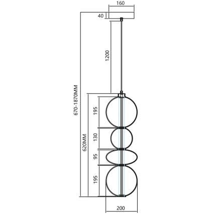 LED Luster na lanku DAPHNE LED/36W/230V zlatá