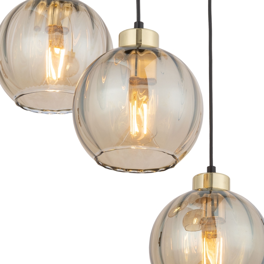 LED luster na lanku DEVI 3xE27/15W/230V čierna/dymová béžová